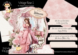 Vintage Rose 1 XL Shaped Card Kit