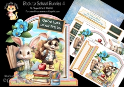 Back to School Bunnies 4 XL Shaped Card Kit