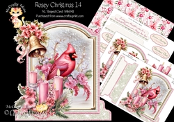 Rosey Christmas 14 XL Shaped Card Kit