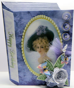 Lilac Vintage Book Card Kit with 3D Spiral Roses