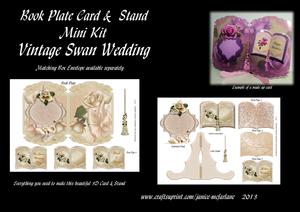 Vintage Swan Wedding Book Plate Card & Stand Mini Kit