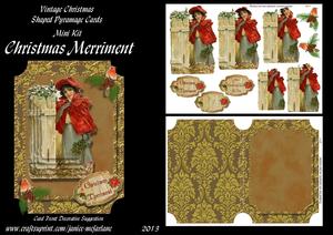 Christmas Merriment Vintage Chritmas Pyramage Shaped Card