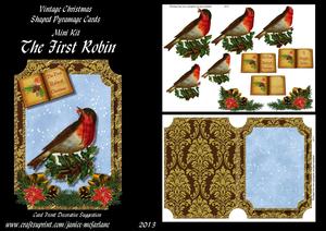 The First Robin Vintage Christmas Pyramage Shaped Card
