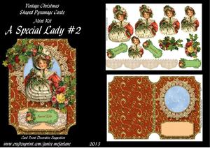 A Special Lady #2 Vintage Christmas Pyramage Shaped Card