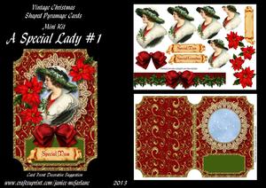 A Special Lady #1 Vintage Christmas Pyramage Shaped Card
