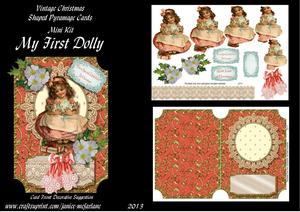 My First Dolly Vintage Christmas Pyramage Shaped Card