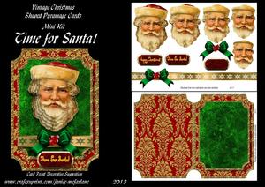 Time for Santa! Vintage Christmas Pyramage Shaped Card