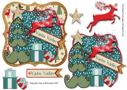 Scandi-christmas Reindeer 3D Card Front