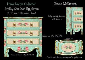Shabby Chic French Chest of Drawers Duck Egg Green