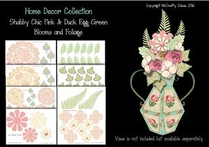 Shabby Chic Blooms & Foliage - Pink & Duck Egg