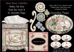 Shabby Chic Tissue Box Cover & Decorative Plaque - Rustic Rose