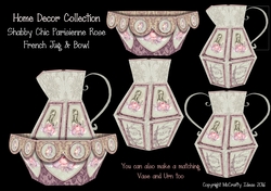 Shabby Chic French Jug/Vase/Urn & Bowl Kit - Parisienne Rose