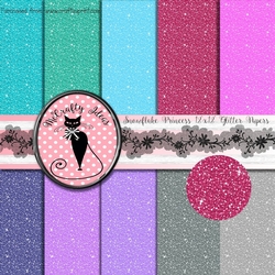 Snowflake Princess - 10 Glitter Sparkle 8x8 Papers