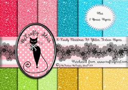 10 A4 Candy Christmas Glitter Texture Papers with 2 Bonus Papers