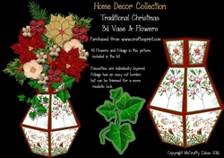 Traditional Christmas 3d Vase and Flowers