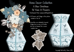 A Blue Christmas 3d Vase and Flowers