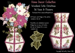 Woodland Cutie Christmas 3d Vase and Flowers