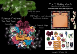 A Bohemian Christmas 4x4 Wreath, Tree/Card Decoration.