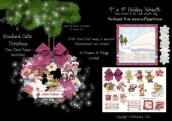 Woodland Cutie Christmas 4x4 Wreath, Tree/Card Decoration.