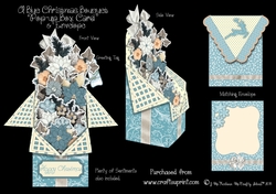 A Blue Christmas Bouquet Pop-up Box Card & Envelope