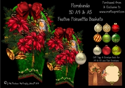 3d A4 & A5 size Festive Poinsettias Basket Card  Kit