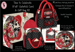 Time to Celebrate. Luxury 8x8 3d Gatefold Card and Designer Gift Bag Kit