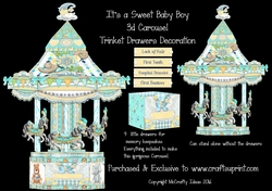 Its a Sweet Baby Boy 3D Carousel Trinket Drawers Decoration
