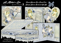 A Mothers Love 8X8 Ornate Keepsake Box, Popup Card, Bookmark & Hanging Heart Gift Kit