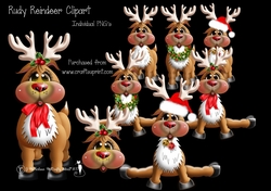 Rudy Reindeer Clipart PNGs