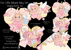 Our Little Miracle Girl Hanging Hearts Trio