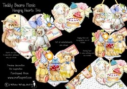 Teddy Bears Picnic Hanging Hearts Trio