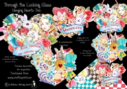 Through the Looking Glass Hanging Hearts Trio