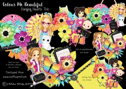 Colour Me Beautiful Hanging Hearts Trio.