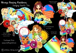 Always Chasing Rainbows Hanging Hearts Trio.