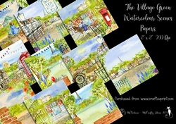 The Village Green Watercolour Scenes 8x8 200 Dpi