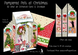 Pampered Pets at Christmas 3D What an Entrance! Card and Envelope Kit.