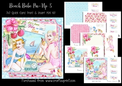 Beach Babe Pin-Up 3 7x7 Card Front & Insert Mini Kit
