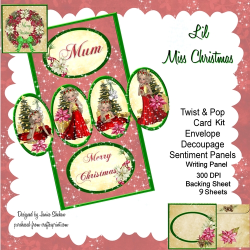 TWIST AND POP CARD KIT - LIL MISS CHRISTMAS