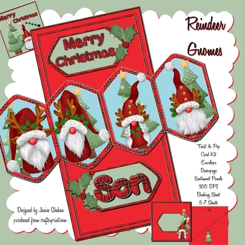REINDEER GNOMES - TWIST AND POP CARD KIT CHRISTMAS