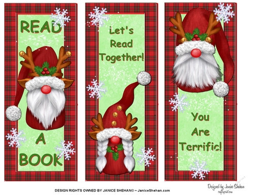 CHRISTMAS TARTAN GNOME BOOKMARKS