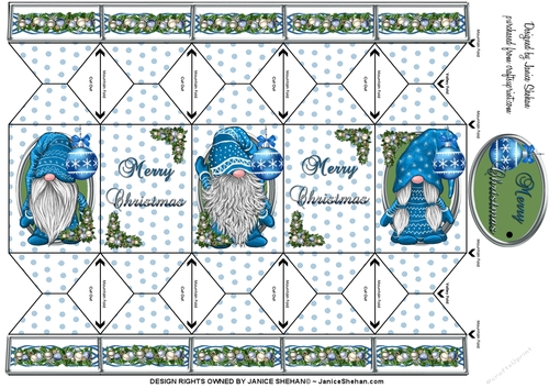 BLUE CHRISTMAS GNOMES CRACKER GIFT BOX