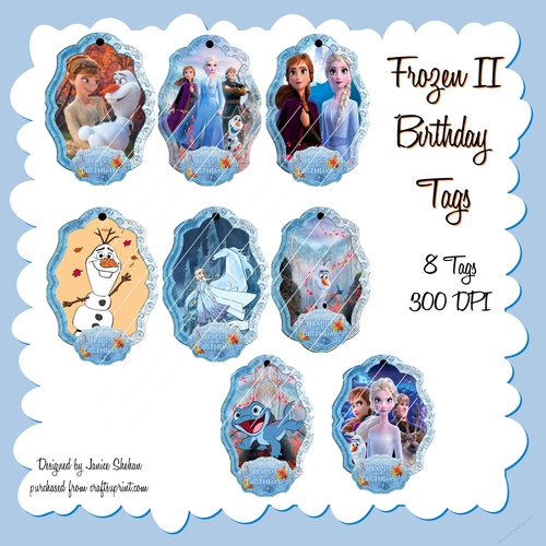 FROZEN II 2 BIRTHDAY HANG GIFT TAGS