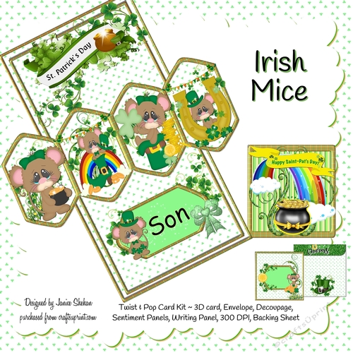 TWIST AND POP CARD KIT - IRISH MICE