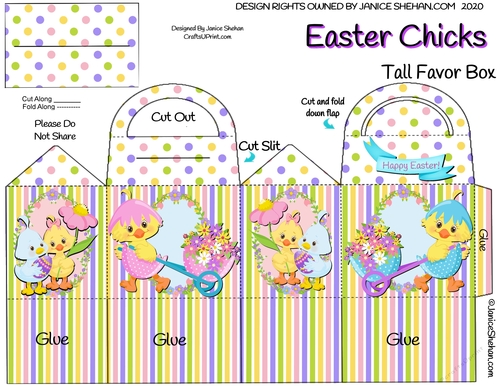 TALL GIFT FAVOR BOX - EASTER CHICKS