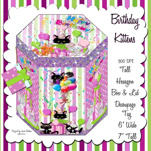 BIRTHDAY KITTENS - HEXAGON GIFT BOX