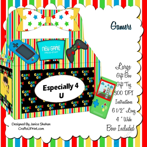 LARGE GIFT BOX WITH BOW - GAMERS GIRLS AND BOYS