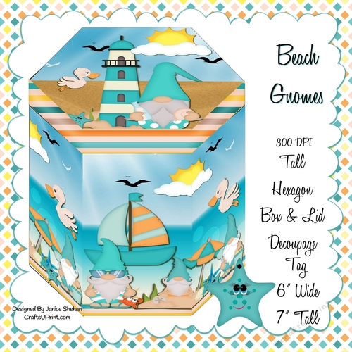BEACH GNOMES - HEXAGON GIFT BOX