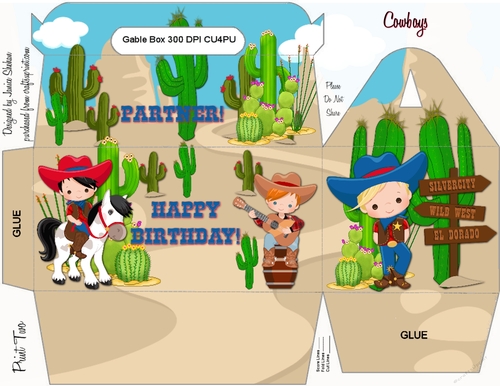 COWBOYS! GABLE TOP GIFT BOX