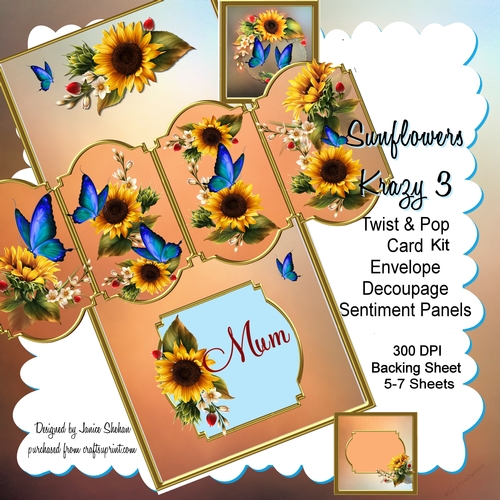 TWIST AND POP CARD KIT - SUNFLOWERS KRAZY 3