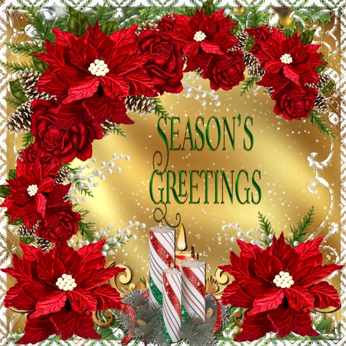 SEASONS GREETINGS - 5 INCH SQUARE TOPPER FRONT AND DECOUPAGE
